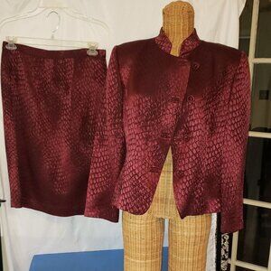 NWT Ladies ALBERT NIPON Wool Silk Blend Skirt & Jacket in Burgundy - 14